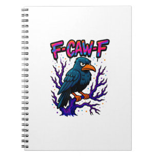 Kraai, F-Caw-F Grappige Vogel Maan Gothische Volwa Notitieboek