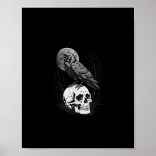 Kraai, F-Caw-F Grappige Vogel Maan Gothische Volwa Poster