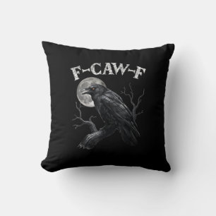 Kraai F-Caw-F Grappige Vogel Maan Gothische Volwas Kussen