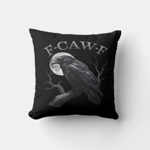 Kraai F-Caw-F Grappige Vogel Maan Gothische Volwas Kussen