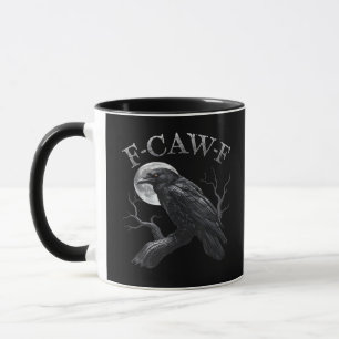 Kraai F-Caw-F Grappige Vogel Maan Gothische Volwas Mok