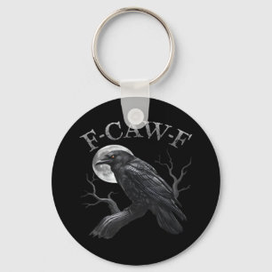 Kraai F-Caw-F Grappige Vogel Maan Gothische Volwas Sleutelhanger
