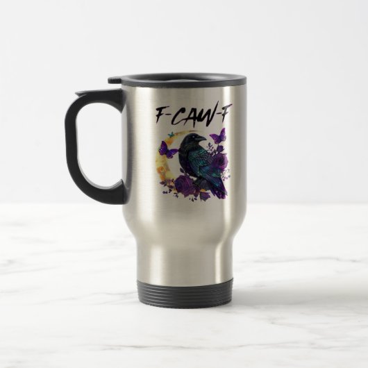 Kraai F Caw F Grappige Vogel Maan Gotisch Ontwerp Reisbeker (Links)