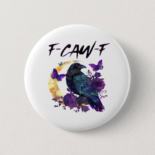 Kraai F Caw F Grappige Vogel Maan Gotisch Ontwerp Ronde Button 5,7 Cm (Voorkant)