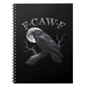 Kraai F-Caw-F Grappige Vogel Maan Retro Klassieker Notitieboek