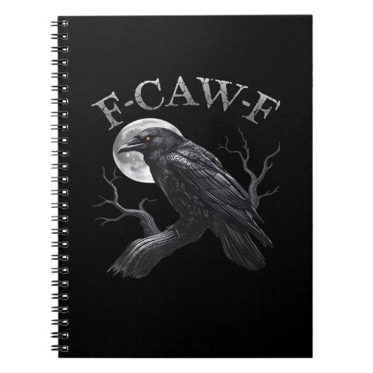 Kraai F-Caw-F Grappige Vogel Maan Retro Klassieker Notitieboek (Voorkant)