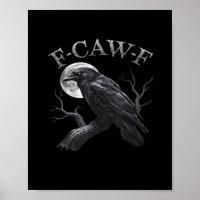 Kraai F-Caw-F Grappige Vogel Maan Retro Klassieker