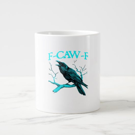Kraai F-Caw-F Grappige Vogel Retro Design Creatiev Grote Koffiekop (Voorkant)