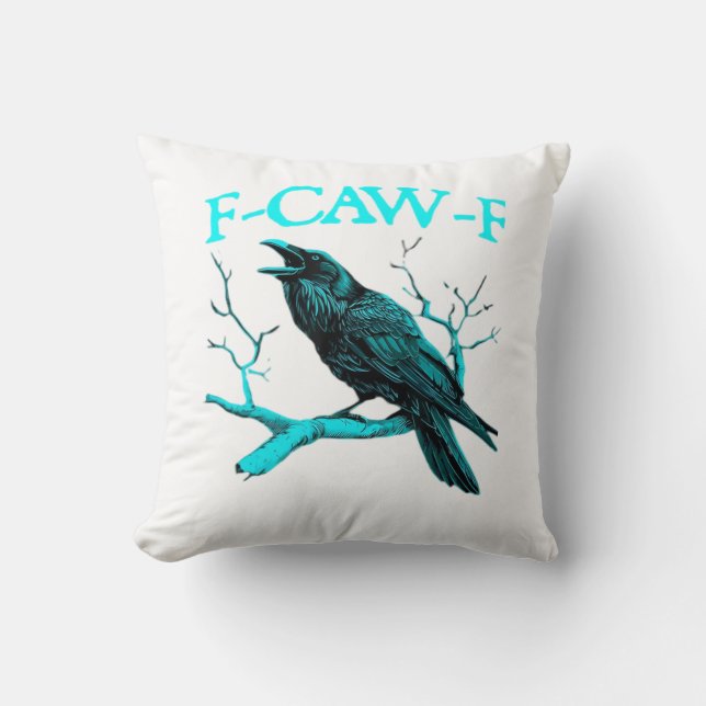 Kraai F-Caw-F Grappige Vogel Retro Design Creatiev Kussen (Voorkant)