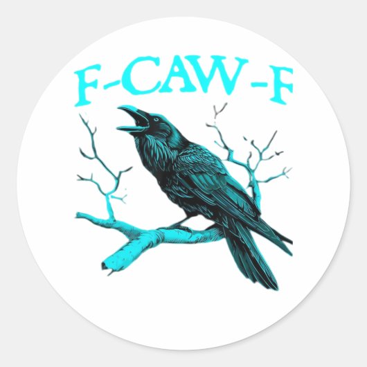 Kraai F-Caw-F Grappige Vogel Retro Design Creatiev Ronde Sticker (Voorkant)