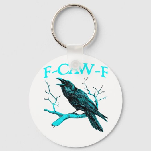 Kraai F-Caw-F Grappige Vogel Retro Design Creatiev Sleutelhanger (Voorkant)
