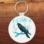 Kraai F-Caw-F Grappige Vogel Retro Design Creatiev Sleutelhanger (Voorkant)