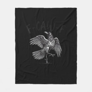 Kraai, F-Caw-F Grappige Vogel Retro Grafisch Fleece Deken