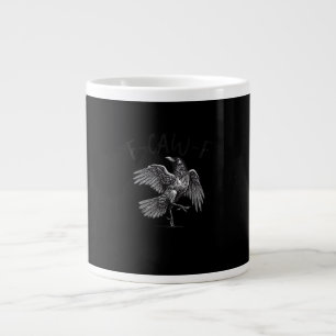 Kraai, F-Caw-F Grappige Vogel Retro Grafisch Grote Koffiekop