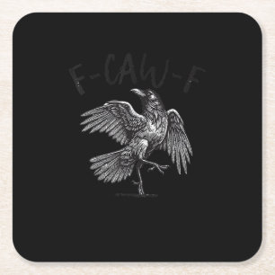 Kraai, F-Caw-F Grappige Vogel Retro Grafisch Kartonnen Onderzetters