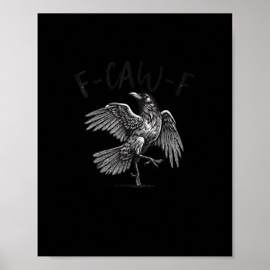 Kraai, F-Caw-F Grappige Vogel Retro Grafisch Poster (Voorkant)