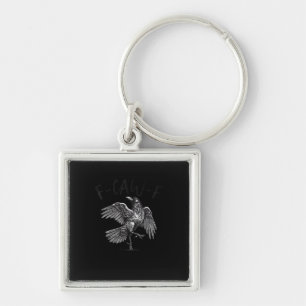 Kraai, F-Caw-F Grappige Vogel Retro Grafisch Sleutelhanger