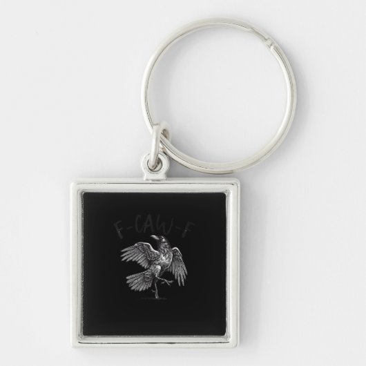 Kraai, F-Caw-F Grappige Vogel Retro Grafisch Sleutelhanger (Voorkant)