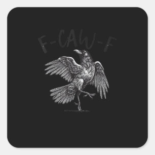 Kraai, F-Caw-F Grappige Vogel Retro Grafisch Vierkante Sticker