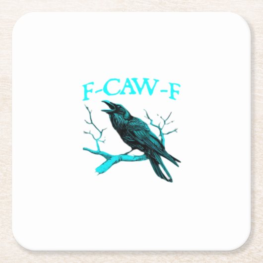 Kraai F-Caw-F Grappige Vogel Retro Kartonnen Onderzetters (Voorkant)