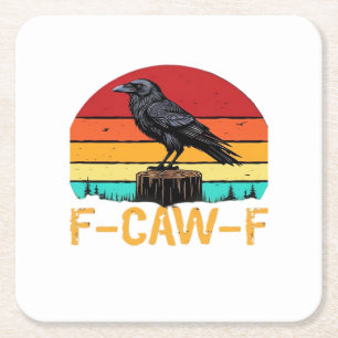 Kraai, F-Caw-F Grappige Vogel Retro Klassieker Kartonnen Onderzetters