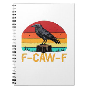Kraai, F-Caw-F Grappige Vogel Retro Klassieker Notitieboek