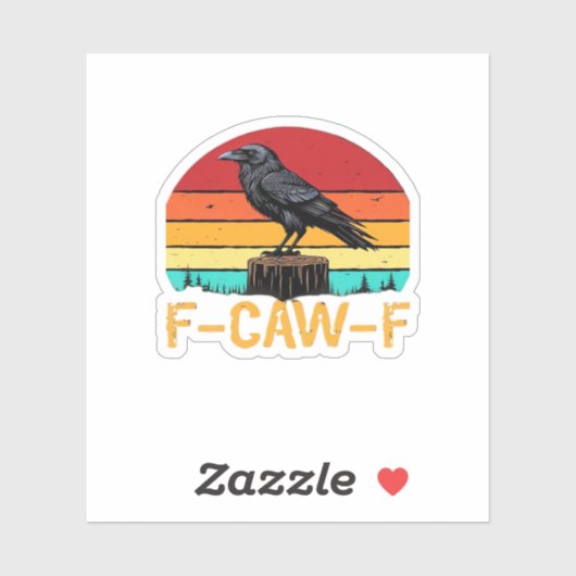 Kraai, F-Caw-F Grappige Vogel Retro Klassieker Sticker (Vel)