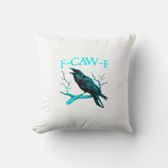 Kraai F-Caw-F Grappige Vogel Retro Kussen (Voorkant)