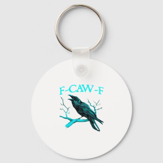 Kraai F-Caw-F Grappige Vogel Retro Sleutelhanger (Voorkant)