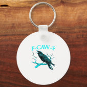 Kraai F-Caw-F Grappige Vogel Retro Sleutelhanger (Voorkant)