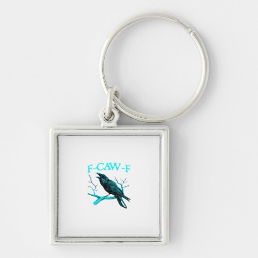 Kraai F-Caw-F Grappige Vogel Retro Sleutelhanger (Voorkant)