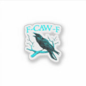 Kraai F-Caw-F Grappige Vogel Retro Sticker (Voorkant)