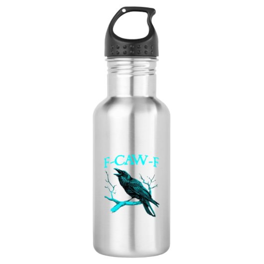 Kraai F-Caw-F Grappige Vogel Retro Waterfles (Voorkant)