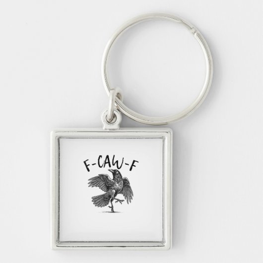 Kraai, F-Caw-F Grappige Vogel Sleutelhanger (Voorkant)