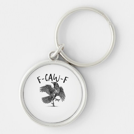 Kraai, F-Caw-F Grappige Vogel Sleutelhanger (Voorkant)