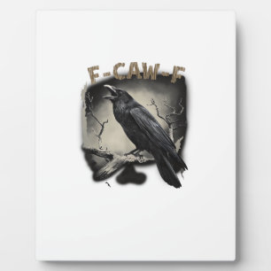 Kraai, F-Caw-F Grappige Vogel Vintage Stijl Fotoplaat