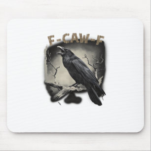 Kraai, F-Caw-F Grappige Vogel Vintage Stijl Muismat