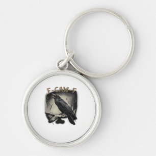 Kraai, F-Caw-F Grappige Vogel Vintage Stijl Sleutelhanger