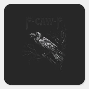Kraai, F-Caw-F Vogel Retro Klassieker Vierkante Sticker