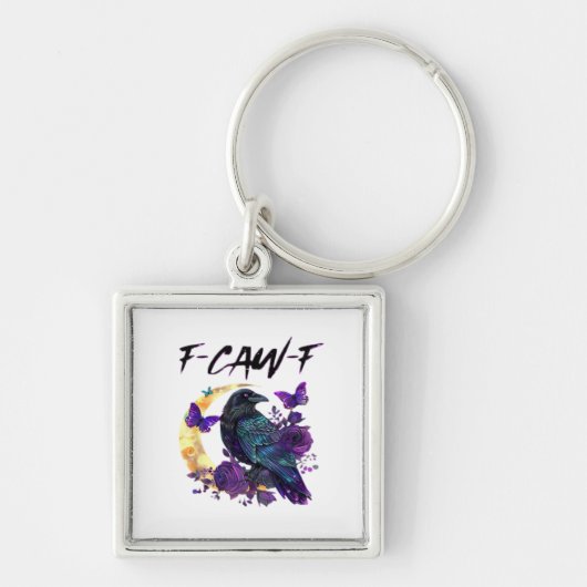 Kraai F Kraai F Grappige Vogel Maan Gotisch Ontwer Sleutelhanger (Voorkant)