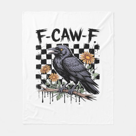 Kraai Flowral, F-Caw-F Grappige Vogel FCAWF Maan G Fleece Deken (Voorkant)