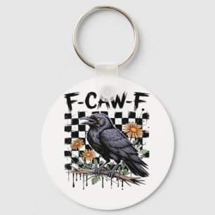 Kraai Flowral, F-Caw-F Grappige Vogel FCAWF Maan G Sleutelhanger