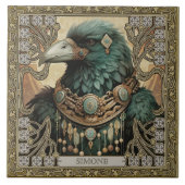 Kraai Gedistilleerd Dier Gepersonaliseerd Naam Vel Tegeltje (Voorkant)