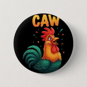 Kraai Haan Kip Boerderij Dier Grappig Rnyard Liefh Ronde Button 5,7 Cm