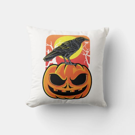 Kraai Halloween Vogel Waarnemer Cadeau Kussen (Voorkant)