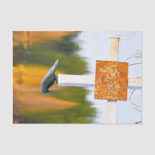 Kraai Herfst Oranje Decoupage Tissuepapier (Voorkant)