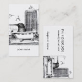 Kraai in  badkuip profielkaart visitekaartje (Voorkant / Achterkant)