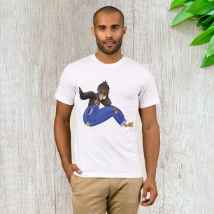 Kraai in blauwe overall t-shirt