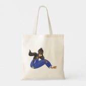 Kraai in blauwe overall tote bag (Achterkant)
