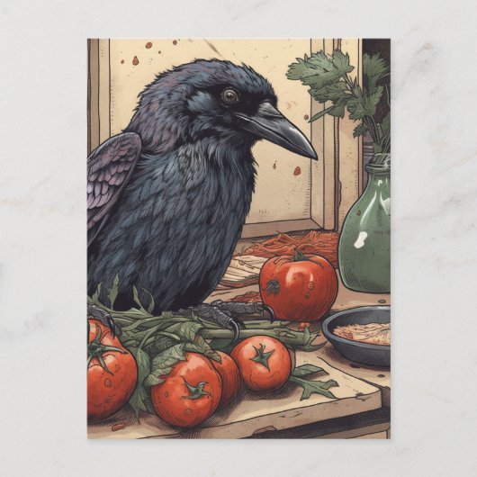 Kraai in de Keuken Briefkaart (Voorkant)